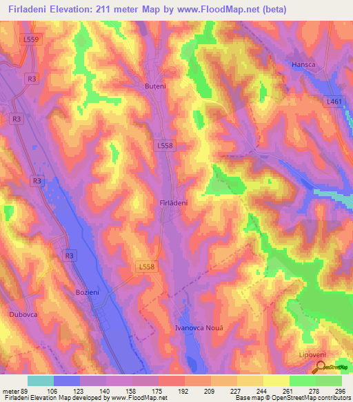 Firladeni,Moldova Elevation Map