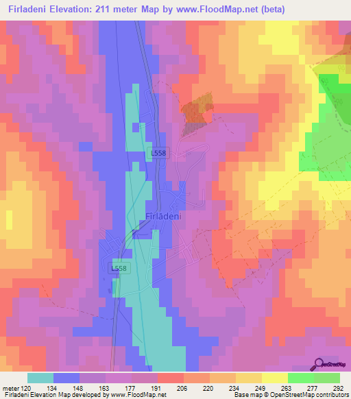 Firladeni,Moldova Elevation Map