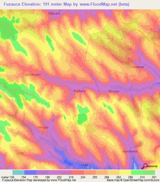 Fuzauca,Moldova Elevation Map