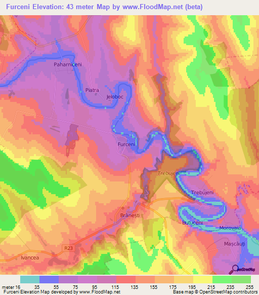 Furceni,Moldova Elevation Map