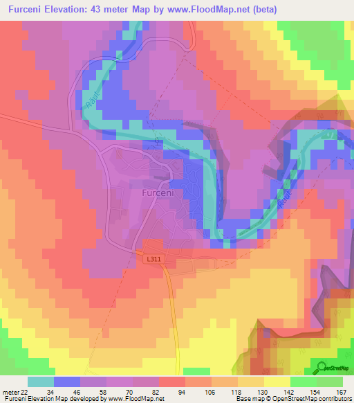 Furceni,Moldova Elevation Map