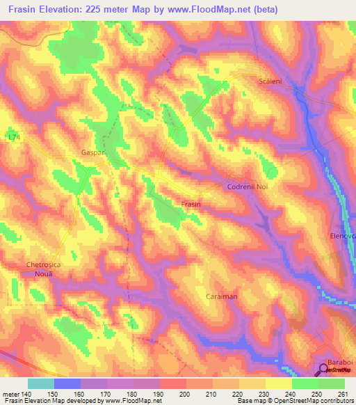 Frasin,Moldova Elevation Map