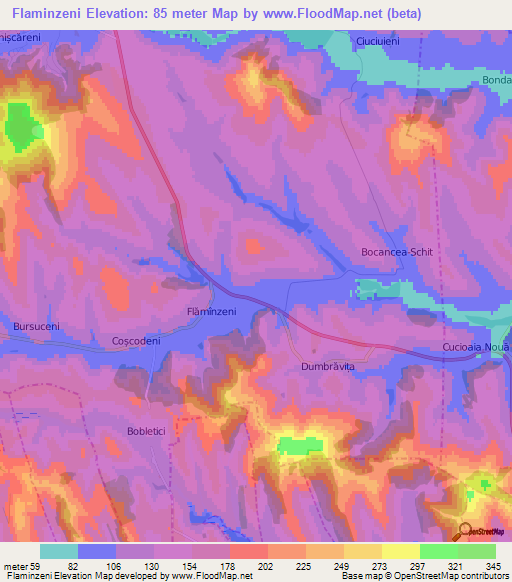 Flaminzeni,Moldova Elevation Map