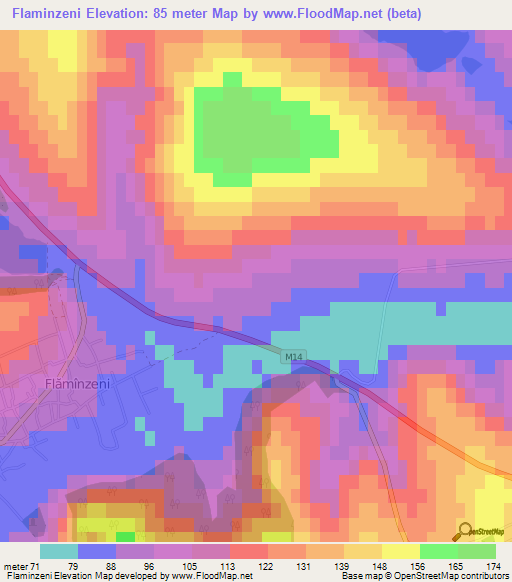 Flaminzeni,Moldova Elevation Map