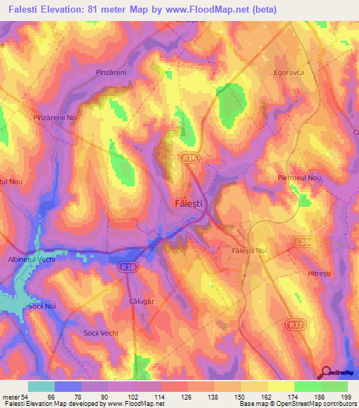 Falesti,Moldova Elevation Map