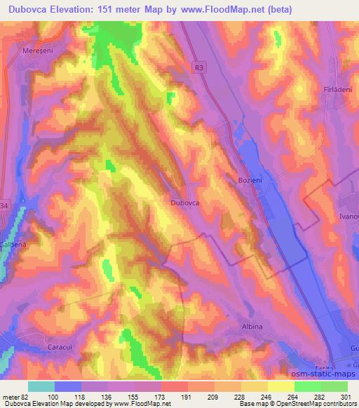 Dubovca,Moldova Elevation Map