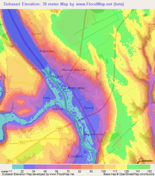 Dubasari,Moldova Elevation Map