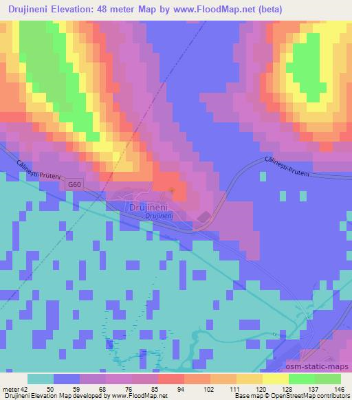 Drujineni,Moldova Elevation Map