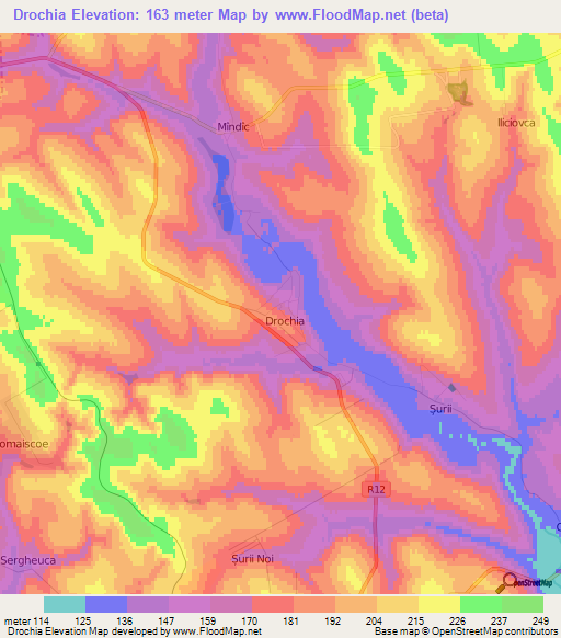 Drochia,Moldova Elevation Map