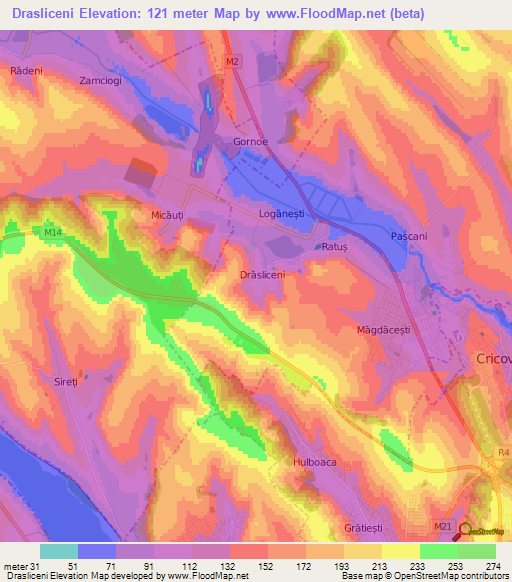 Drasliceni,Moldova Elevation Map