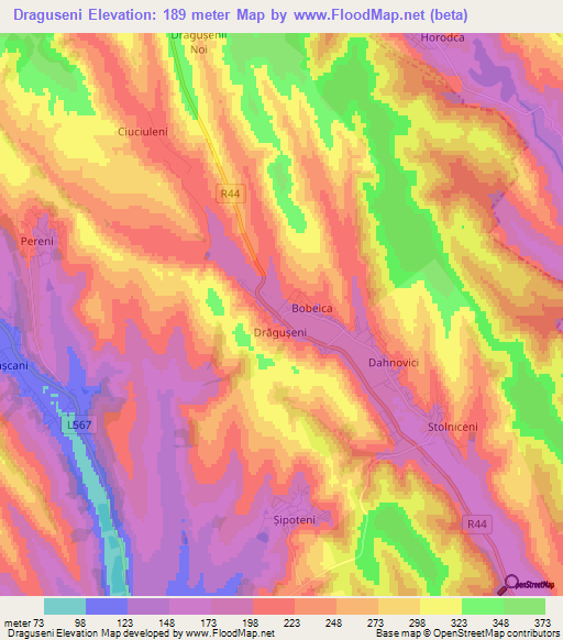 Draguseni,Moldova Elevation Map