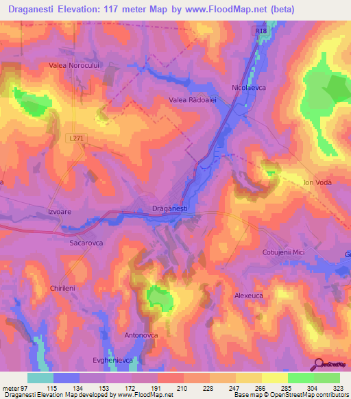 Draganesti,Moldova Elevation Map