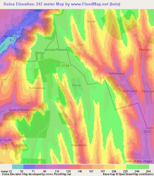 Doina,Moldova Elevation Map