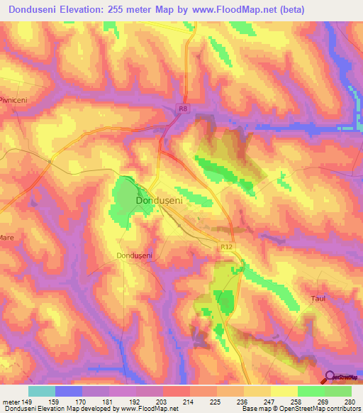 Donduseni,Moldova Elevation Map