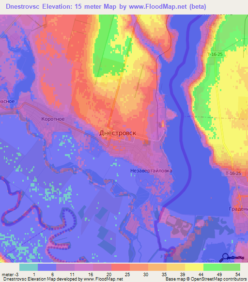 Dnestrovsc,Moldova Elevation Map