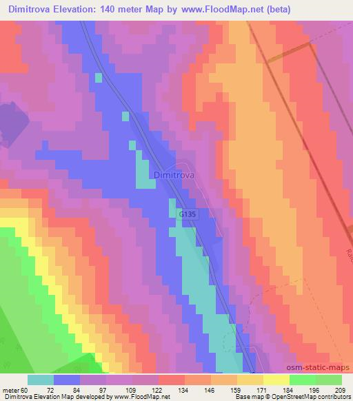 Dimitrova,Moldova Elevation Map