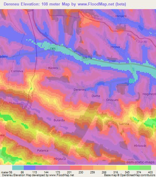 Dereneu,Moldova Elevation Map