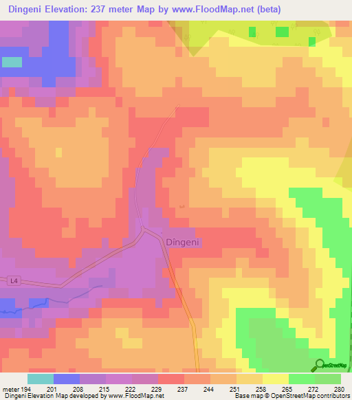 Dingeni,Moldova Elevation Map