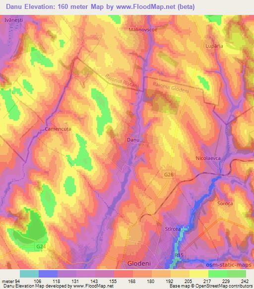 Danu,Moldova Elevation Map