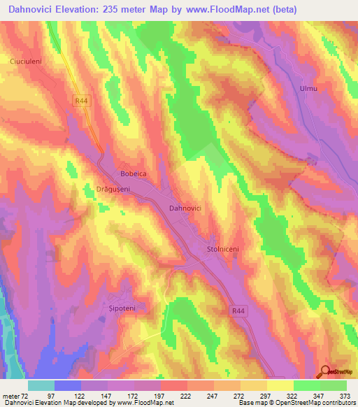 Dahnovici,Moldova Elevation Map