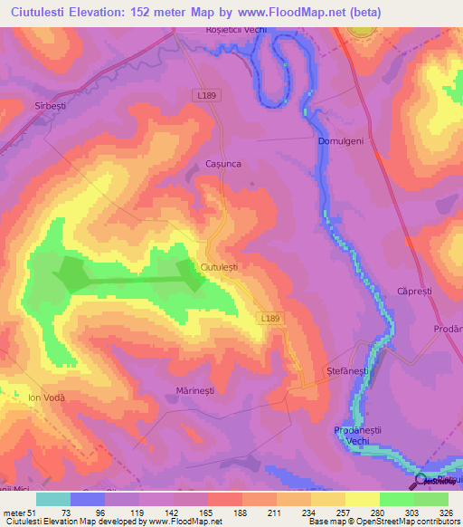 Ciutulesti,Moldova Elevation Map