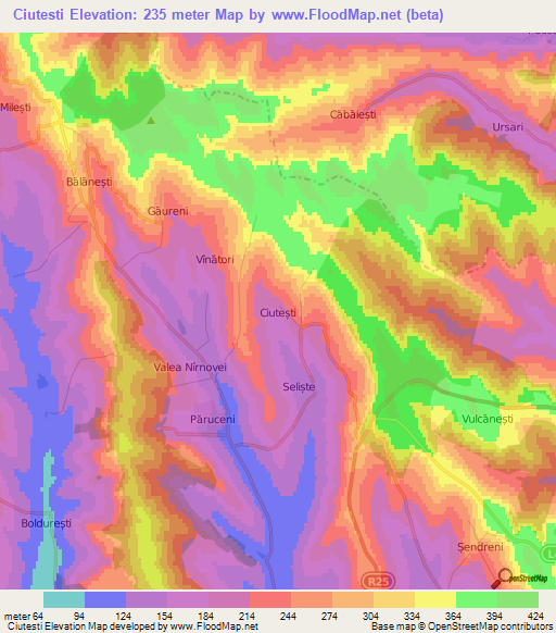 Ciutesti,Moldova Elevation Map