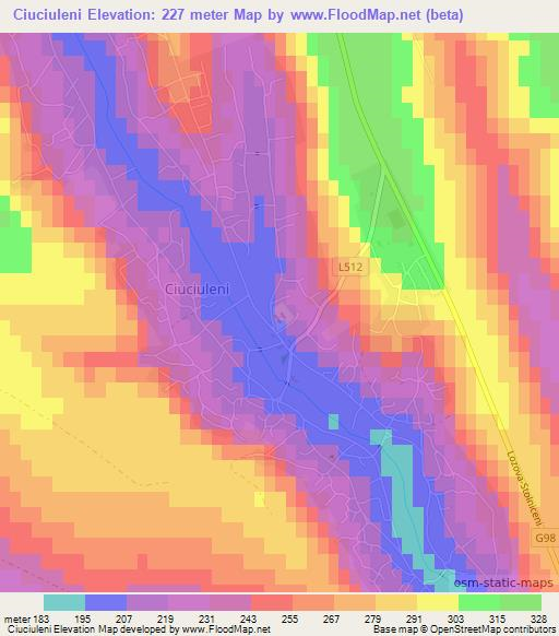 Ciuciuleni,Moldova Elevation Map