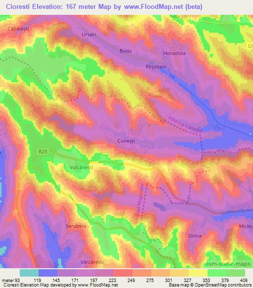 Cioresti,Moldova Elevation Map