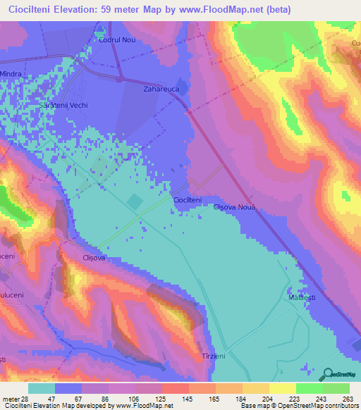 Ciocilteni,Moldova Elevation Map