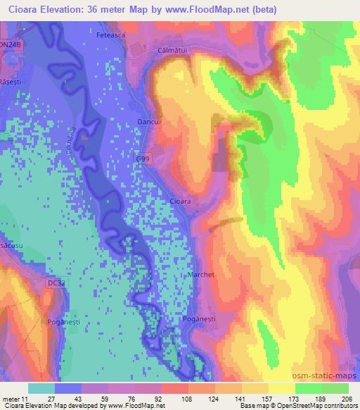 Cioara,Moldova Elevation Map