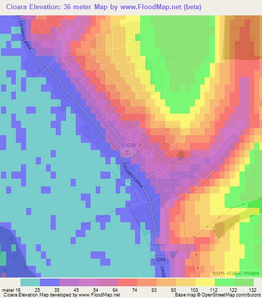 Cioara,Moldova Elevation Map