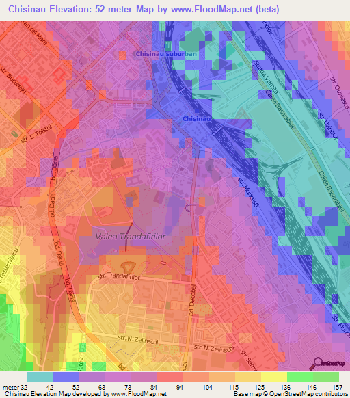 Chisinau,Moldova Elevation Map