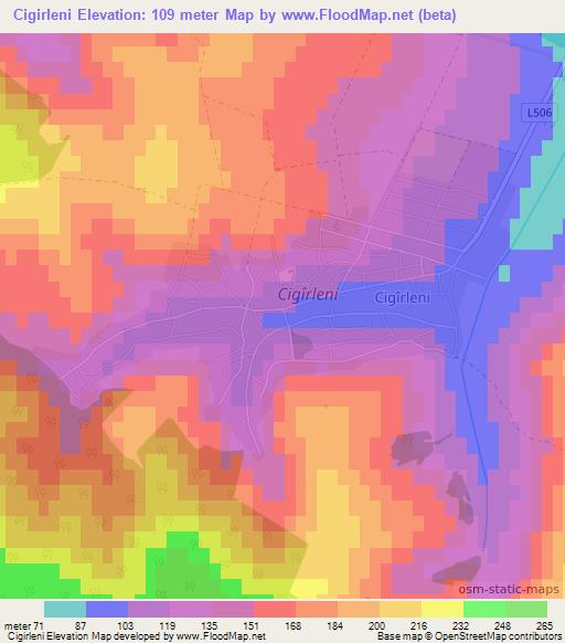 Cigirleni,Moldova Elevation Map