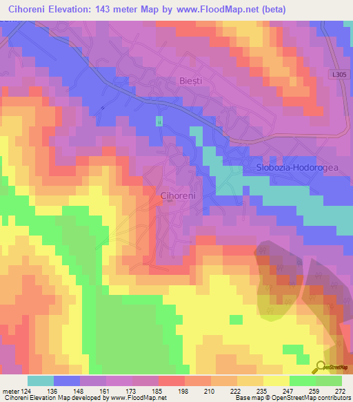 Cihoreni,Moldova Elevation Map