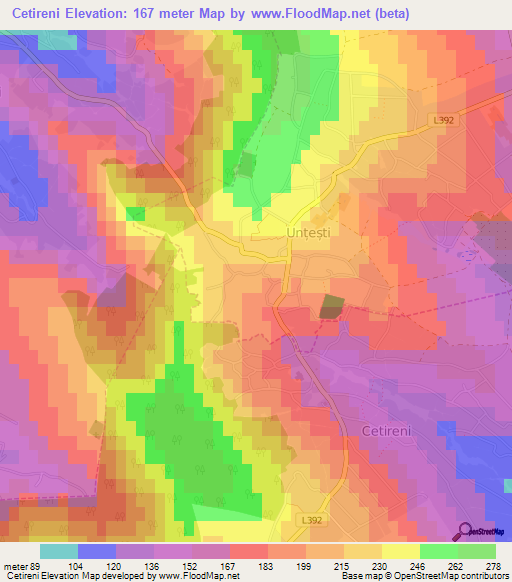 Cetireni,Moldova Elevation Map