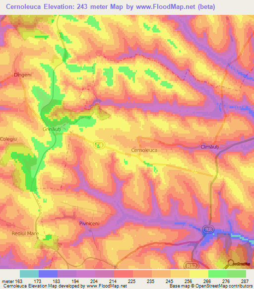 Cernoleuca,Moldova Elevation Map