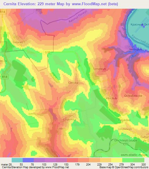 Cernita,Moldova Elevation Map