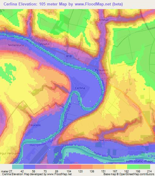 Cerlina,Moldova Elevation Map