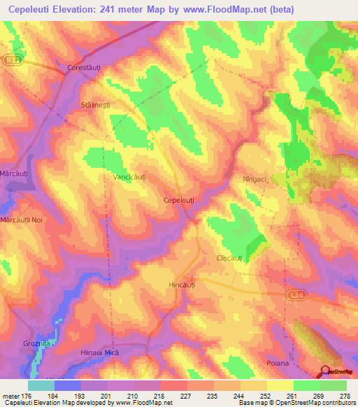 Cepeleuti,Moldova Elevation Map