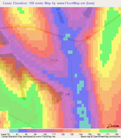 Cenac,Moldova Elevation Map