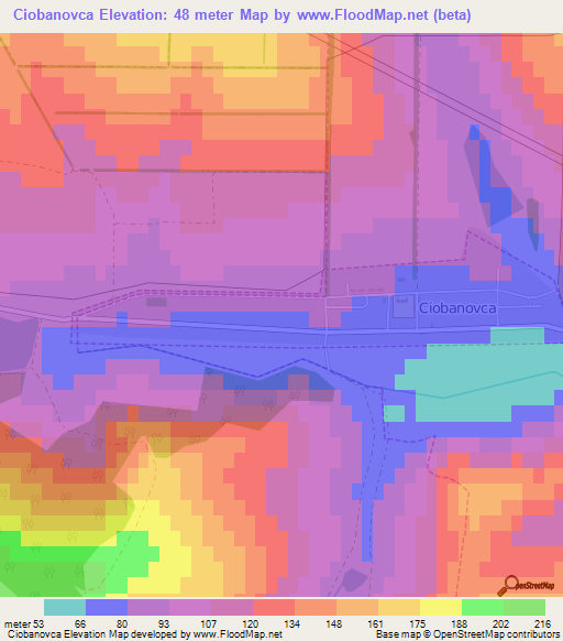 Ciobanovca,Moldova Elevation Map