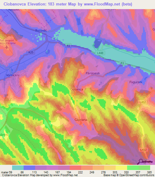 Ciobanovca,Moldova Elevation Map