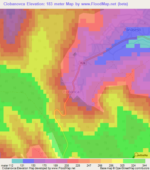 Ciobanovca,Moldova Elevation Map