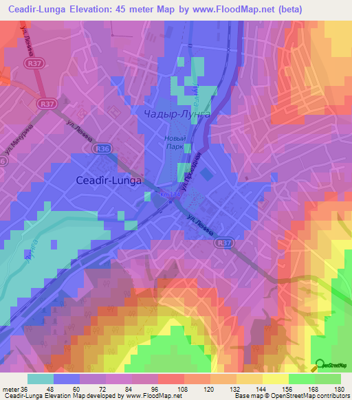 Ceadir-Lunga,Moldova Elevation Map