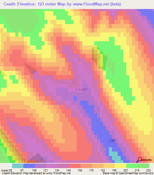 Ceadir,Moldova Elevation Map