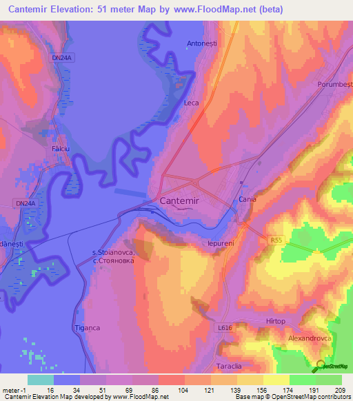 Cantemir,Moldova Elevation Map