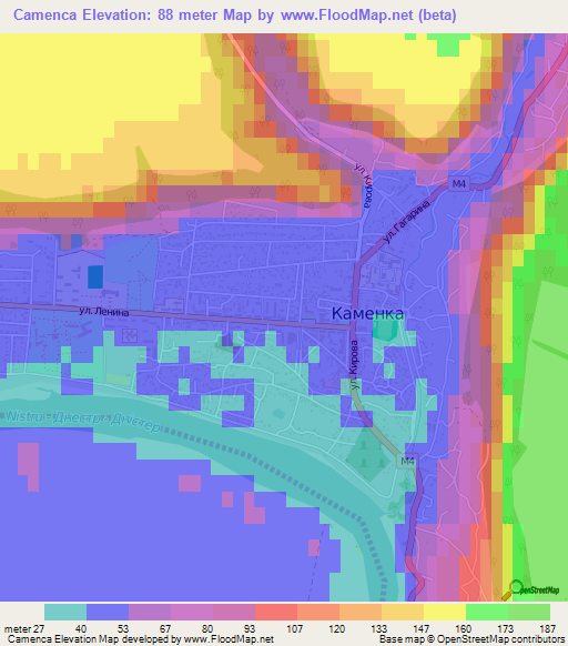 Camenca,Moldova Elevation Map