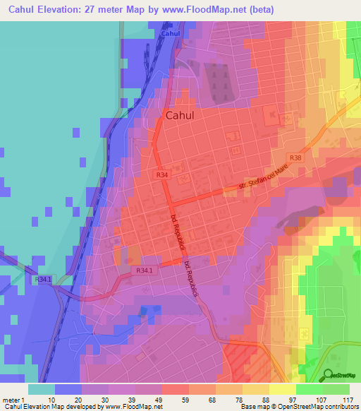 Cahul,Moldova Elevation Map