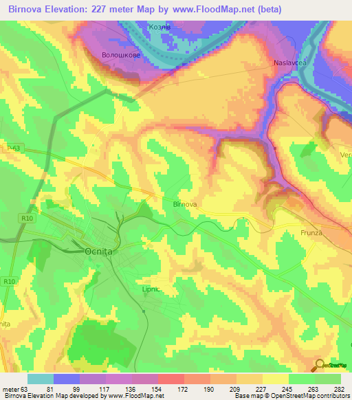 Birnova,Moldova Elevation Map