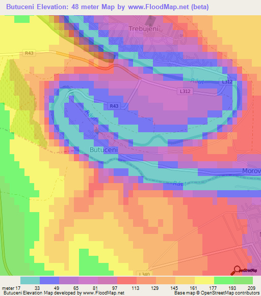 Butuceni,Moldova Elevation Map